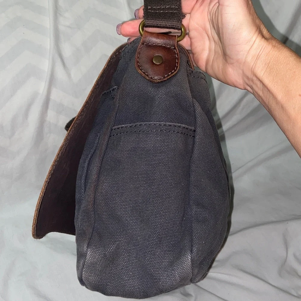 Vintage Patricia Nash Men's Genuine Leather Canvas Laptop Messenger Bag